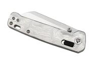 QPS Penguin Glyde 14C28N, finitura a due toni stonewash - satinata, Manico: G10 con alluminio - KNIFESTOCK