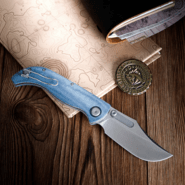 Vosteed Naga S35VN Satin Blue Norplex UltreX™ Micarta A3901 - KNIFESTOCK