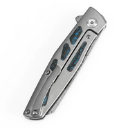 KANSEPT Cru Damascus 0.118&quot; / 3.0mm Plain Titanium &amp; Artic Storm Fatcarbon K1092A3 - KNIFESTOCK