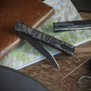 Ocaso Solstice Engraved Titanium + Black / Topo Pattern 10ETB - KNIFESTOCK