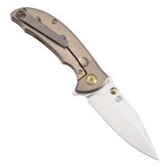 KANSEPT Rei Stonewashed CPM-20CV Orange Peel Bronze Titanium Handles K1061A2 - KNIFESTOCK