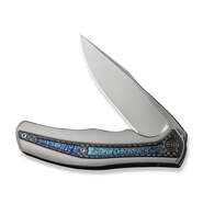 WE Zonda Gray Titanium Handle With Twill Carbon Fiber &amp; Flamed Titanium Inlay Silver Bead Blasted CP - KNIFESTOCK