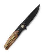 Bestech ASCOT 14C28N, Black titanized , Interlayer with Carbon Fiber and G10+  lightburl wood BG19E - KNIFESTOCK