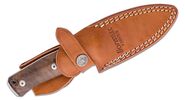 Lionsteel Fixed Blade SLEIPNER satin Walnut wood handle, leather sheath B35 WN - KNIFESTOCK