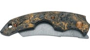 Fox Virtus Folding Pocket Knife Steel Damasteel Super Dense Twist Blade, Dark Matter Gold Handle - KNIFESTOCK