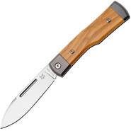 Fox Knives Gunstock Folding Knife Stainless Steel M390 Satin Blade, Olive Wood Handle FX-558 OL - KNIFESTOCK