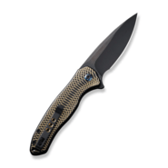 We Knife Button Lock Kitefin Golden Polished Ripple Patterned Black Titanium Handle  WE19002M-1 - KNIFESTOCK