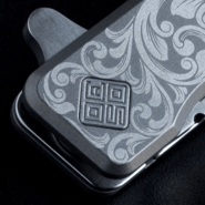 Ocaso Solstice Engraved Titanium + Satin / Scroll Pattern 10ESS - KNIFESTOCK