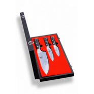 DELLINGER Set Of 3 Dellinger Mirror Ss 3-Layers Knives In Wooden Gift Box - KNIFESTOCK