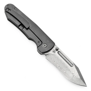KANSEPT Superhawk Damascus 0.157&quot; / 4.0mm Blackwash Titanium &amp; Green Carbon Fiber K1084B3 - KNIFESTOCK