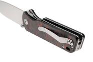 QPS Parrot V2 D2, satiniert, Griff: Roter zerkleinerter CF-Overlay G10 QS102-I - KNIFESTOCK