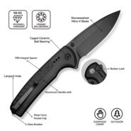 CIVIVI Black Aluminum Handle With Black FRN Integral SpacerBlack Stonewashed Ni - KNIFESTOCK