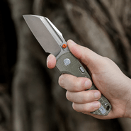 Vosteed Hedgehog S35VN Satin &amp; Brushed,Olive Green Micarta - KNIFESTOCK