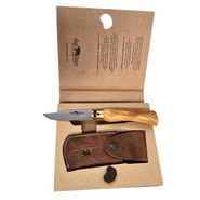 Old Bear Book-shaped gift box Old Bear knife, cod.art. 9307/19_LU + sheath in leather, art FO.9300/1 - KNIFESTOCK