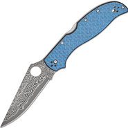 Spyderco Stretch 2 XL Glass Fiber Blue Nishijin Damascus SPRINT Reveal 13 C258GFBLP - KNIFESTOCK