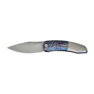 WE Flamed &amp; Satin Titanium HandlePolished Bead Blasted Bohler M390 BladeNested - KNIFESTOCK