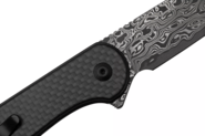 CIVIVI Button Lock Elementum II Twill Carbon Fiber Overlay On Black G10 Handle Damascus Blade C18062 - KNIFESTOCK
