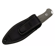 MKM SMALL LOV – M390 SATIN blad, GRÖN CANVAS MICARTA handtag, +FICKA LÄDERSLIDA - KNIFESTOCK
