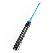 TENABLE KNIVES Shard Blue Coated 14C28N 0.14&quot; / 3.5mm Black Aluminum with diamond pattern T1006V2 - KNIFESTOCK