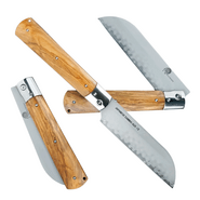 Dellinger Folding Santoku Knife 140 mm Dellinger Olive Guillotine AUS-10 Sanmai - KNIFESTOCK