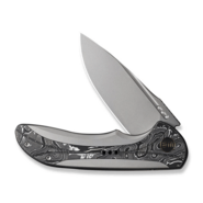 WE Gray Titanium Handle With Aluminum Foil Carbon Fiber Inlay Stonewashed CPM 20CV Blade Nested Fram - KNIFESTOCK