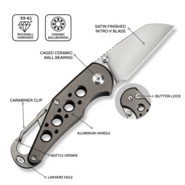 CIVIVI Gray Aluminum HandleWith S/S Carabiner And Bottle OpenerSatin Finished - KNIFESTOCK