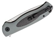 Petrified Fish PFB03 Stamp Satin D2 Carbon Fiber With Gray G10 PFB03GAS - KNIFESTOCK
