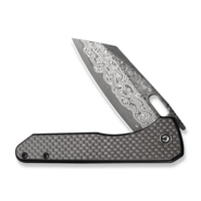 CIVIVI Nugz Twill Carbon Fiber Overlay On Black G10 HandleDamascus BladeLiner - KNIFESTOCK