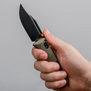 Vosteed Vombat M390 Black Stonewash Aluminum Olive Green A4102 - KNIFESTOCK