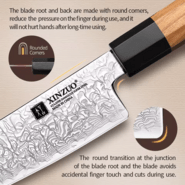 XINZUO PM8O 5.5 inch santoku knife Olive Wood+Black Buffalo Horn 67 Layers Damascus - KNIFESTOCK