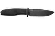 Lion Steel Feststehendes Messer M390 SCHWARZE Klinge, SCHWARZES Burlap, Ti-Parierstange, Lederscheid - KNIFESTOCK