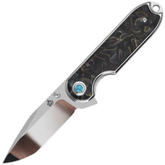 QSP Knife Nebula 14C28N, mirror polish,  Brass Copper mesh resin, Linerlock QS168-E - KNIFESTOCK