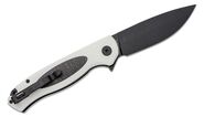 Petrified Fish PFB03 Stamp Black Stonewashed D2 Carbon Fiber With White G10 PFB03WDW - KNIFESTOCK