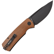 Petrified Fish PFP01 Beluga Black Stonewash K110 Brown Micarta PFP01KMW - KNIFESTOCK
