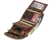 GreenBurry Leather wallet 13x9cm &quot;Vintage&quot; antique brown 1772A-25 - KNIFESTOCK