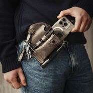 MKM EDC BELT ORGANIZER SHEATH – GREY 100% VEGETABLE TANNED LEATHER IN TUSCANY MK BOLS-1 - KNIFESTOCK