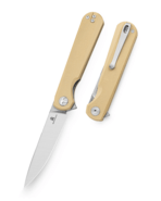 Bestechman FLICK-Satin+ Stonewash-D2-G10-Khaki BMK13C - KNIFESTOCK