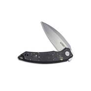 KUBEY Leaf Liner Lock Front Flipper Couteau Pliant Noir Noir Or CF et Manche en Résine KU333D - KNIFESTOCK
