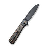 WE Soothsayer Black Titanium Handle With Copper Foil Carbon Fiber Inlay Black Stonewashed CPM 20CV B - KNIFESTOCK