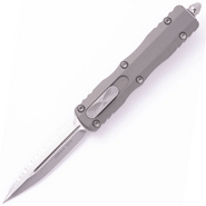 Microtech DIRAC D/E STONEWASH FULL SERRATE NATURAL CLEAR 225-12NC - KNIFESTOCK