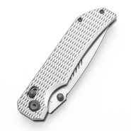 TENABLE KNIVES Eaglestrike Stonewashed Nitro-V 0.118&quot; / 3.0mm Silver Anodized Aluminum T1095V4 - KNIFESTOCK