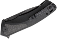 Petrified Fish PF838 Pub Black Stonewashed D2 Carbon Fiber With Black G10 PF838CDW - KNIFESTOCK