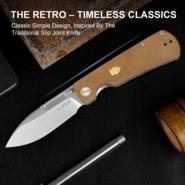 Kizer Retro | Nitro-V | Micarta &amp; Brass | - KNIFESTOCK