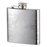 Herbertz Flasque de poche Herbertz, 170 ml, acier inoxydable, poli, motif floral, fermeture sécurisé - KNIFESTOCK
