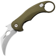 LionSteel L.E.One Mid Folding knife STONE WASHED M390 blade, GREEN aluminum hand - KNIFESTOCK