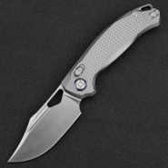 Kunwu Django XL Satin ELMAX Titanium Satin Diamond Texture handle X707XLT-1A - KNIFESTOCK