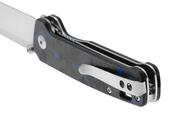 QPS Penguin V2 D2, 2-Ton-Finish Stonewash - Satin, Griff: Blau zerkleinertes CF ove - KNIFESTOCK