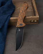 Bestech KEEN II S35VN, Black Stonewashed, Black orange G10+Titanium, Black+Orange BT2301F - KNIFESTOCK