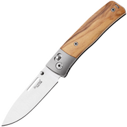 LionSteel NINI Folding knife M390 satin blade, Ti BOLSTER, OLIVE wood handle NN2 UL - KNIFESTOCK