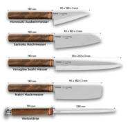 Dellinger Set of 4 japan knives and sharpening steel in rolling bag Pirge TITAN® - KNIFESTOCK